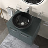 Celeste 600mm Wall Hung Green Vanity Unit with Black Round Countertop Basin