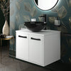 Celeste 600mm Wall Hung White Vanity Unity with Black Round Countertop Basin