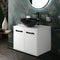 Celeste 600mm Wall Hung White Vanity Unity with Black Round Countertop Basin