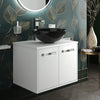 Celeste 600mm Wall Hung White Vanity Unity with Black Round Countertop Basin