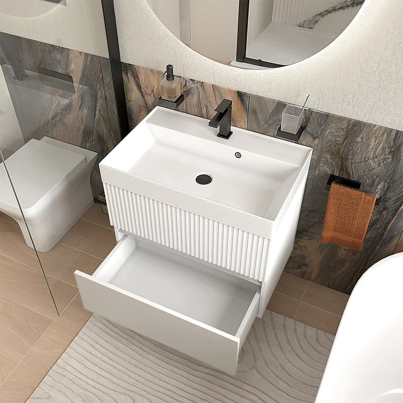 Linnea 700mm White Wall Hung Vanity Unit with White Basin