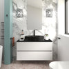 Linnea 1000mm White Wall Hung Vanity Unit with Black Countertop Sink