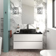 Linnea 1000mm White Wall Hung Vanity Unit with Black Countertop Sink