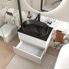Linnea 700mm White Wall Hung Vanity Unit with Black Countertop and Basin