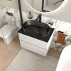 Linnea 700mm White Wall Hung Vanity Unit with Black Countertop and Basin