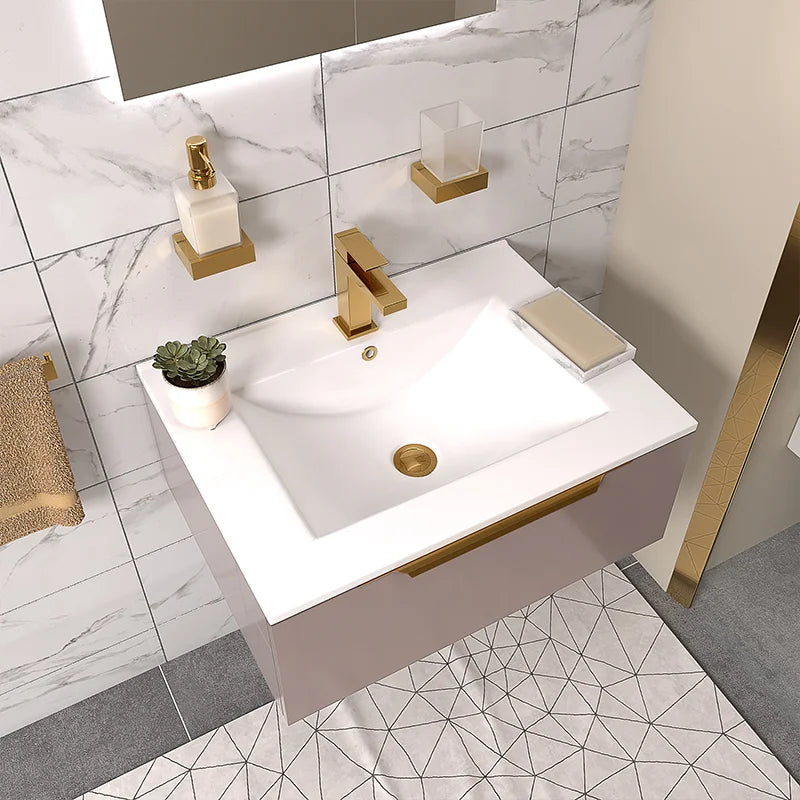 Pemberton 600mm Gold Floating Vanity Drawer Unit