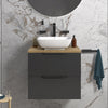 Sonix Grey 600 Wall Hung Oak Countertop Unit with Basin
