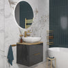 Sonix Grey 600 Wall Hung Oak Countertop Unit with Basin