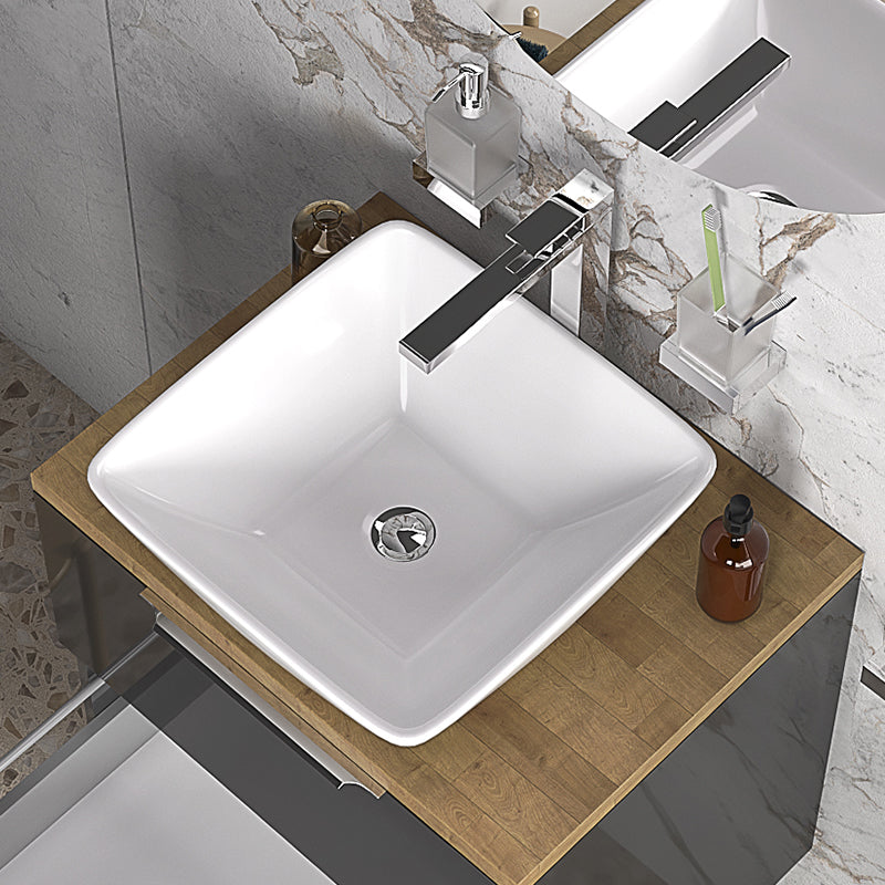 Sonix Grey 600 Wall Hung Oak Countertop Unit with Basin