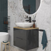 Sonix Grey 600 Wall Hung Oak Countertop Unit with Basin
