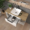 Sonix 1200 White Wall Hung Vanity Unit with Solid Oak Worktop and Side Units