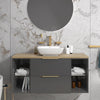 Sonix Grey 1200 Wall Hung 2 Drawer Vanity Sink Unit with Oak Countertop