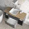 Sonix Grey 1200 Wall Hung 2 Drawer Vanity Sink Unit with Oak Countertop