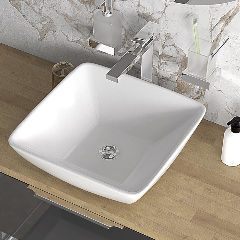 Sonix Grey 1200 Wall Hung 2 Drawer Vanity Sink Unit with Oak Countertop