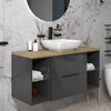 Sonix Grey 1200 Wall Hung 2 Drawer Vanity Sink Unit with Oak Countertop