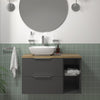 Sonix 900 Grey Wall Hung Unit with White Basin and Oak Countertop