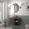 Sonix 900 Grey Wall Hung Unit with White Basin and Oak Countertop