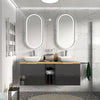 Sonix Grey 1500 Oak Top Double Wall Hung Vanity Storage Unit with Countertop Sinks