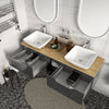 Sonix Grey 1500 Oak Top Double Wall Hung Vanity Storage Unit with Countertop Sinks