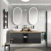 Sonix Grey 1500 Oak Top Double Wall Hung Vanity Storage Unit with Countertop Sinks
