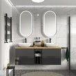 Sonix Grey 1500 Oak Top Double Wall Hung Vanity Storage Unit with Countertop Sinks