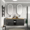 Sonix Grey 1500 Oak Top Double Wall Hung Vanity Storage Unit with Countertop Sinks