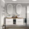 Sonix White 1500 Double Vanity Unit with Solid Oak Worktop