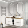 Sonix White 1500 Double Vanity Unit with Solid Oak Worktop