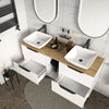 Sonix White 1500 Double Vanity Unit with Solid Oak Worktop