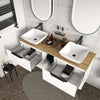 Sonix White 1500 Double Vanity Unit with Solid Oak Worktop