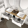 Sonix White 1500 Double Vanity Unit with Solid Oak Worktop