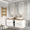 Sonix White 1500 Double Vanity Unit with Solid Oak Worktop