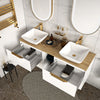 Sonix White 1500 Double Vanity Unit with Solid Oak Worktop