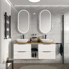 Sonix White 1500 Double Vanity Unit with Solid Oak Worktop