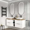 Sonix White 1500 Double Vanity Unit with Solid Oak Worktop