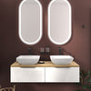 Jivana White 1200mm Wall Hung Vanity Double Sink Unit with Oak Countertop