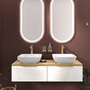 Jivana White 1200mm Wall Hung Vanity Double Sink Unit with Oak Countertop