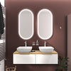 Jivana White 1200mm Wall Hung Vanity Double Sink Unit with Oak Countertop