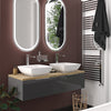 Jivana Grey 1200mm Wall Hung Vanity Double Sink Unit with Oak Countertop