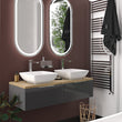 Jivana Grey 1200mm Wall Hung Vanity Double Sink Unit with Oak Countertop