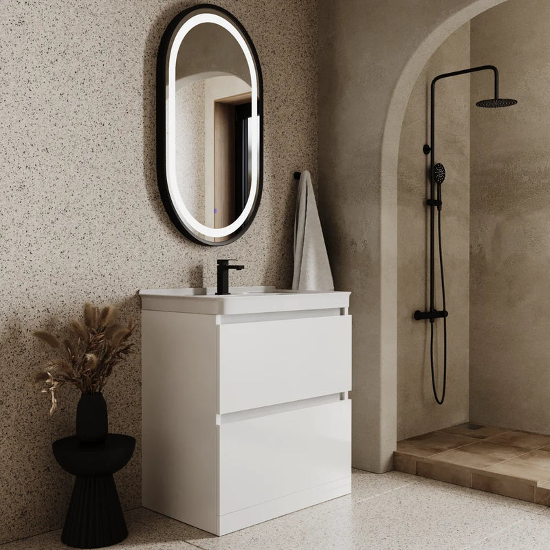Ashford 800mm Floorstanding  White Vanity Unit