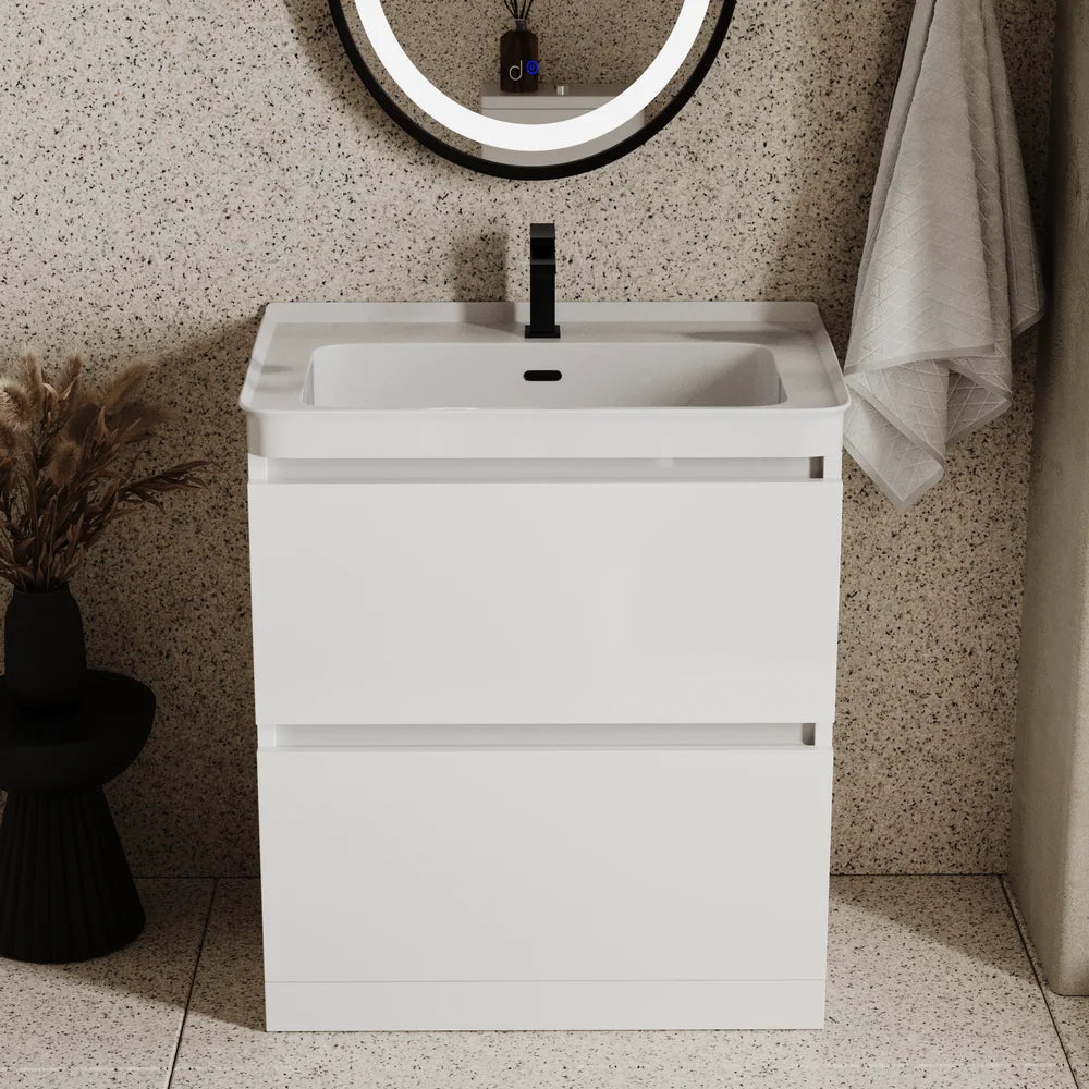 Ashford 800mm Floorstanding  White Vanity Unit