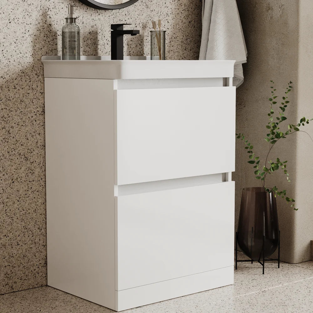 Ashford 600mm Floorstanding White Vanity Unit