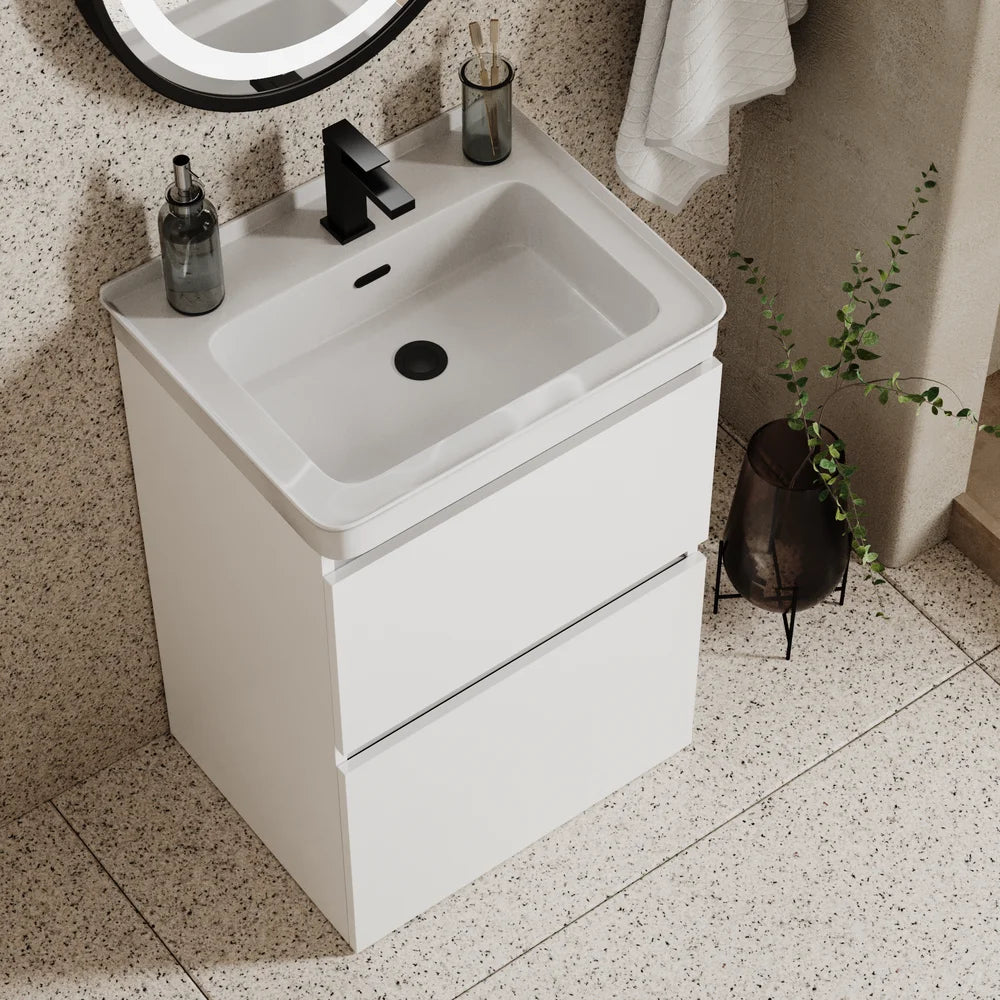 Ashford 600mm Floorstanding White Vanity Unit