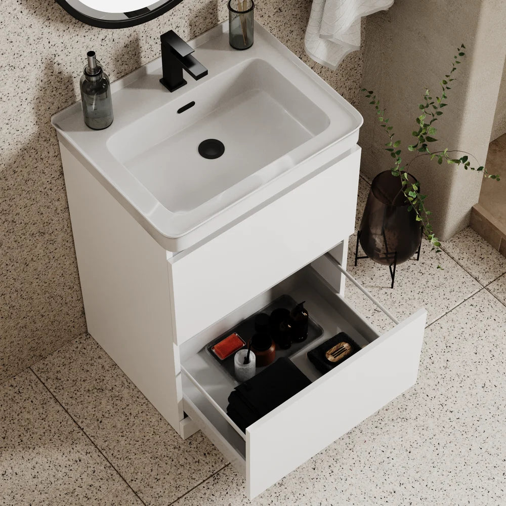Ashford 600mm Floorstanding White Vanity Unit