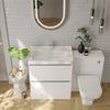Ashford 800 White Cloakroom Suite: Vanity Unit, WC Unit & Toilet, Deep Basin, 2 Drawer, Handleless