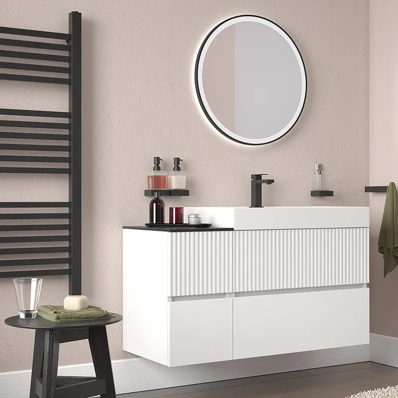 Linnea 1000mm White Wall Hung Vanity Unit with Side Unit