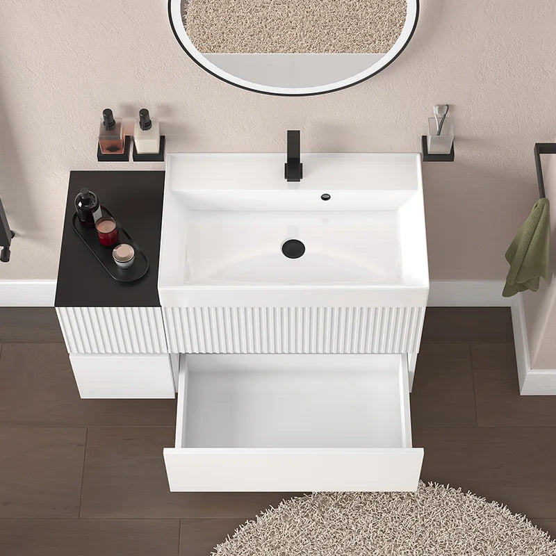 Linnea 1000mm White Wall Hung Vanity Unit with Side Unit