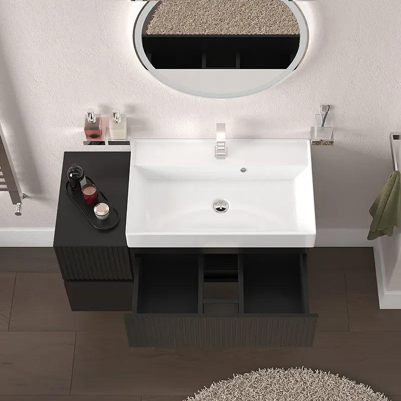 Linnea 1000mm Black Wall Hung Vanity Unit with Side Unit