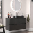 Linnea 1000mm Black Wall Hung Vanity Unit with Countertop Basin and Side Unit